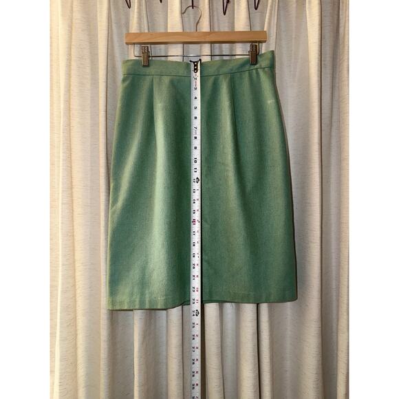Vintage Wool Pencil Skirt Mint Green Robin’s Egg Blue Knee Length Lined Size M - Picture 5 of 9